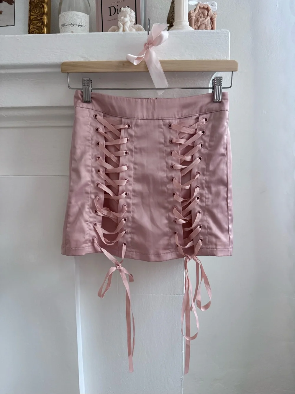 Dolls Kill Lace-Up Satin Mini Skirt